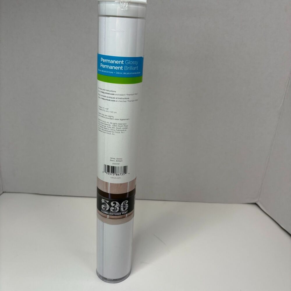 Cricut Premium Permanent Glossy Vinyl Roll White 12" x 48" New Craft Decals